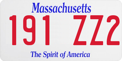 MA license plate 191ZZ2
