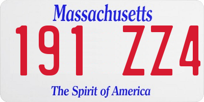 MA license plate 191ZZ4