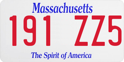 MA license plate 191ZZ5