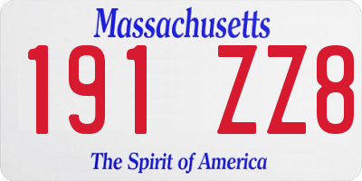 MA license plate 191ZZ8