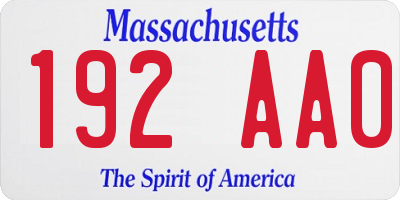 MA license plate 192AA0