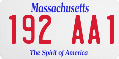 MA license plate 192AA1