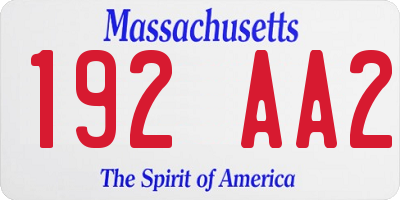 MA license plate 192AA2