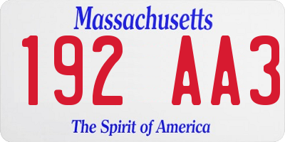 MA license plate 192AA3