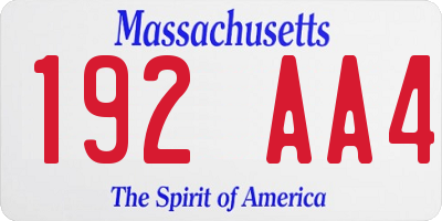 MA license plate 192AA4