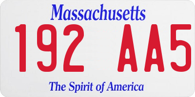 MA license plate 192AA5