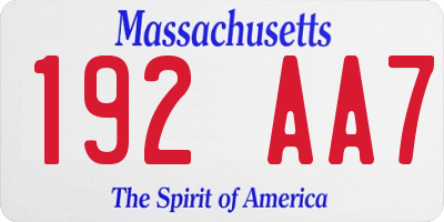 MA license plate 192AA7