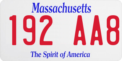 MA license plate 192AA8