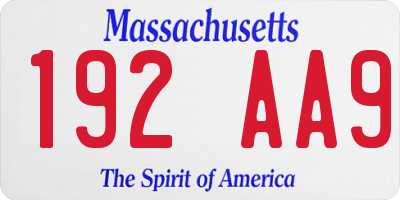MA license plate 192AA9