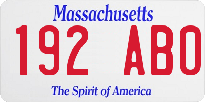 MA license plate 192AB0