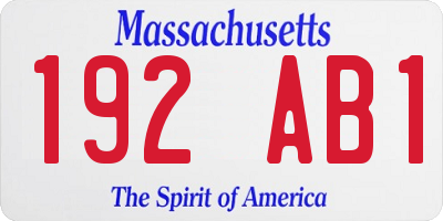 MA license plate 192AB1