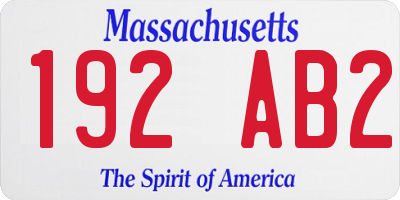 MA license plate 192AB2