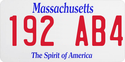 MA license plate 192AB4