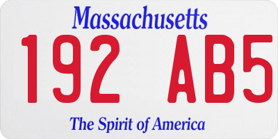 MA license plate 192AB5