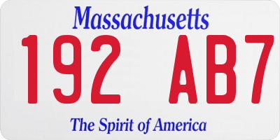 MA license plate 192AB7