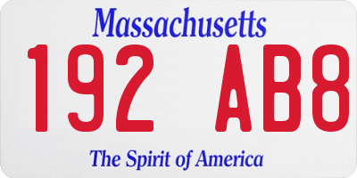 MA license plate 192AB8