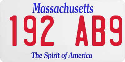MA license plate 192AB9