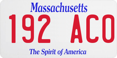 MA license plate 192AC0