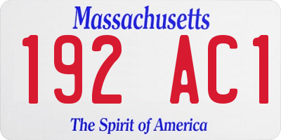 MA license plate 192AC1