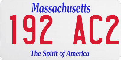 MA license plate 192AC2