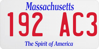 MA license plate 192AC3