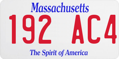MA license plate 192AC4