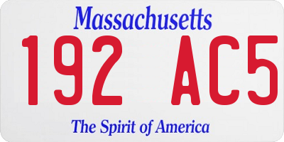 MA license plate 192AC5