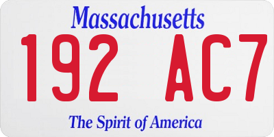 MA license plate 192AC7