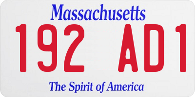 MA license plate 192AD1