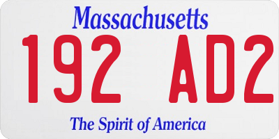 MA license plate 192AD2