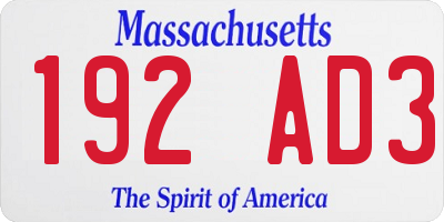 MA license plate 192AD3
