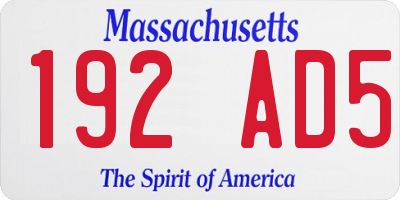 MA license plate 192AD5
