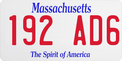 MA license plate 192AD6