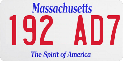 MA license plate 192AD7