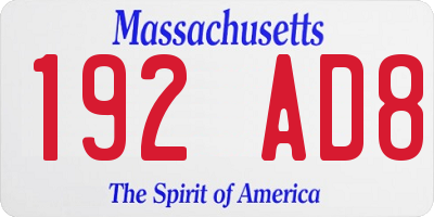 MA license plate 192AD8