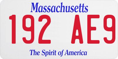 MA license plate 192AE9