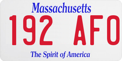 MA license plate 192AF0