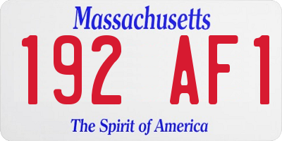 MA license plate 192AF1