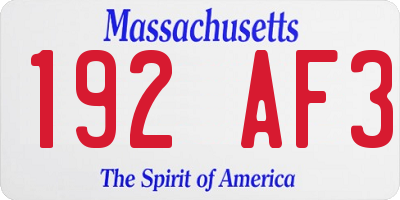 MA license plate 192AF3