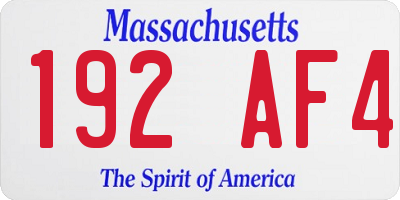 MA license plate 192AF4