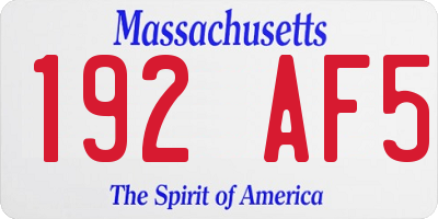 MA license plate 192AF5