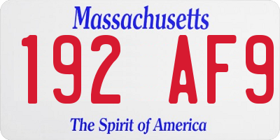 MA license plate 192AF9