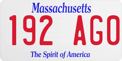 MA license plate 192AG0
