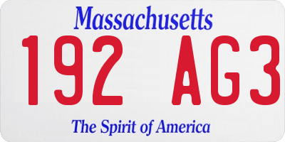 MA license plate 192AG3