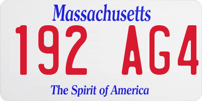 MA license plate 192AG4