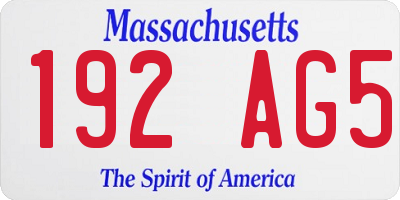 MA license plate 192AG5