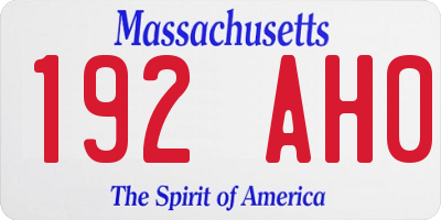 MA license plate 192AH0