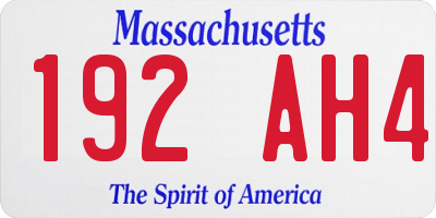 MA license plate 192AH4