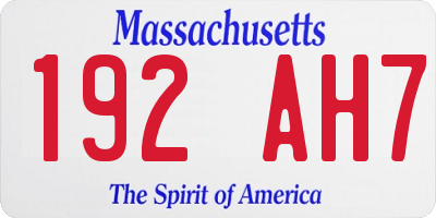 MA license plate 192AH7
