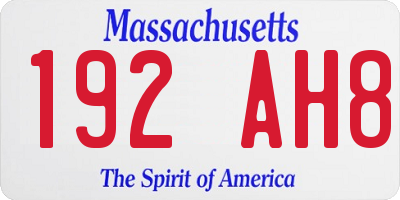 MA license plate 192AH8